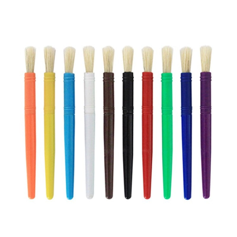 10/20Pcs Oil Watercolor Paint Brush Round Flat Bristle Children Kids Paint Brush Candy Color Plastic Handle Bristle Brushes DIY Painting Art Supply