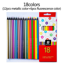 12/18 Colors Metallic Pencil Colored Drawing Pencil Sketching Pencil Painting Colored Pencils Art Supplies