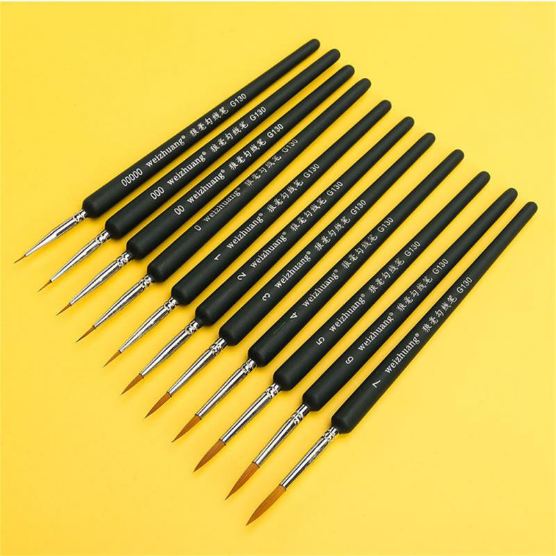11Pcs Acrylic Nail Brush Detail Paint Brush Set Carving UV Gel Nail Polish Extension Lines Liner Painting Brushes Drawing Pen Manicure Nail Art Tool