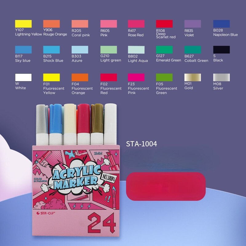 8/12/24/36 Colorful Waterborne Acrylic Markers Set Waterproof Hand Painted DIY Canvas Shoe Painting Paint Pen For School Student Art Supplies