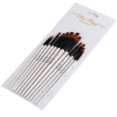 12PCS Nylon Hair Paint Brushes Set Pointed Watercolor Paint Brush Pen Set Learning DIY Oil Acrylic Painting Art Paint Brushes Supplies Art Supplies