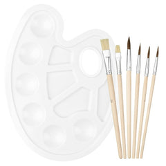 6 Sizes Acrylic Paint Brush Palette Nylon Hair Brushes for Multi Purpose Oil Watercolor Painting Artist Professional Kit