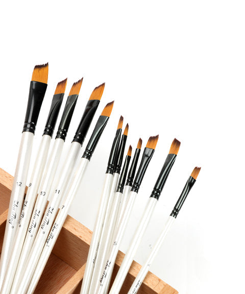12 Pcs Angular Flat Paint Brush Set