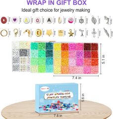 10000 Pcs Clay Beads Bracelet Making Kit 60 Colors 3 Boxes Flat Polymer Beads Set With Pendant Charms Crafts Gifts
