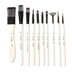 10 Pcs Set Nylon Wool Oil Watercolor Acrylic Painting Brushes With Bag