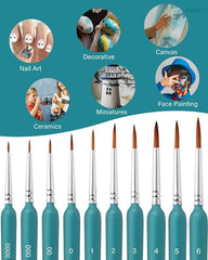 10pcs/set Miniature Paint Brushes Detail Fine Tip Painting Brushes