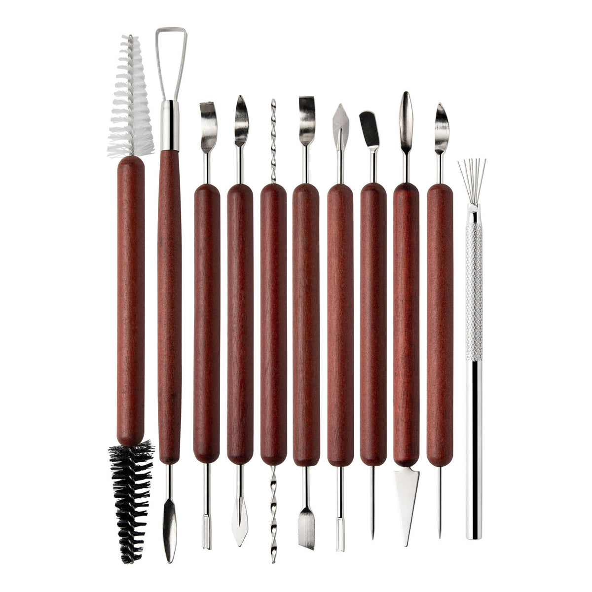 11 Pcs Pottery & Clay Sculpting Tools Double-Sided Ceramics Tools Smooth Wooden Handles
