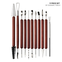 11 Pcs Pottery & Clay Sculpting Tools Double-Sided Ceramics Tools Smooth Wooden Handles