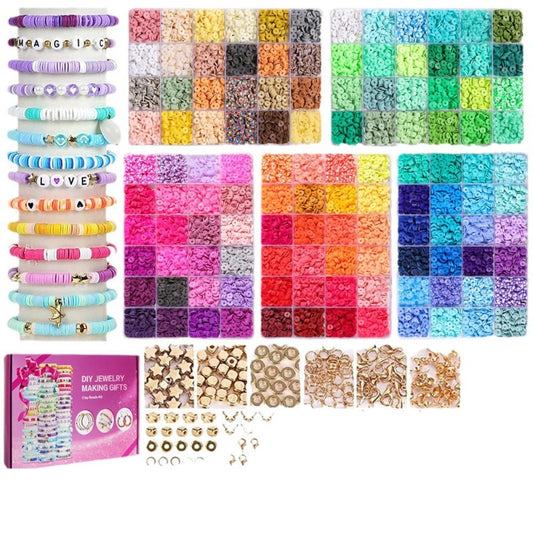 12000pcs Polymer Clay Beads Bracelet Making Kit 120 Colors Multifunctional Beading Set