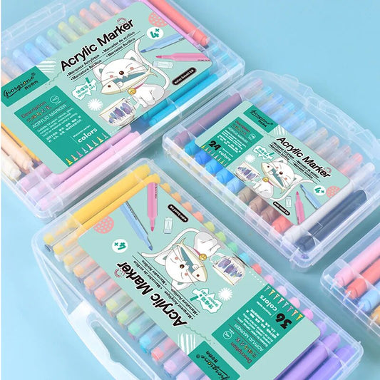 Acrylic Color Marker Set Macaroon Colors Washable Pen Water-based Soft Tip