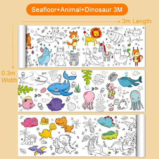 30*90CM Coloring Paper Roll DIY Drawing Color Filling Paper