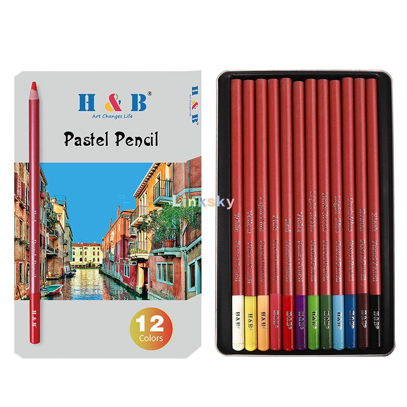 12 Colors Sketch Charcoal Carbonized Pencil Iron Box Set