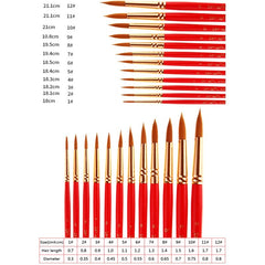 12PCS/Set Fine Nylon Hair Paint Brush Set