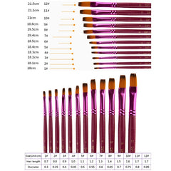 12PCS/Set Fine Nylon Hair Paint Brush Set