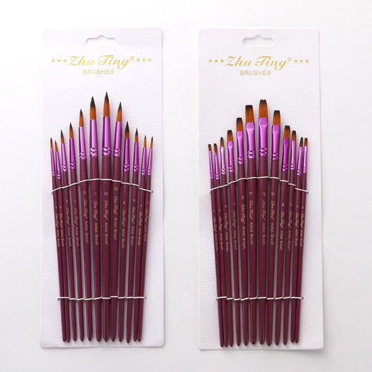 12PCS/Set Fine Nylon Hair Paint Brush Set