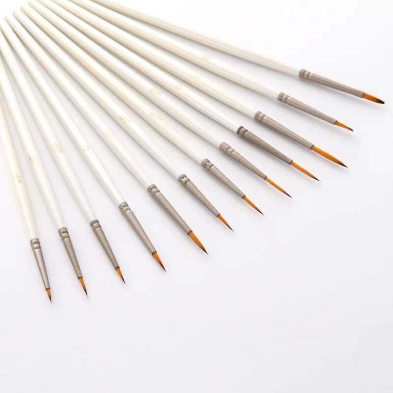12 Pcs Hook Line Pen Set Nylon Hair Detail Paint Brush Set