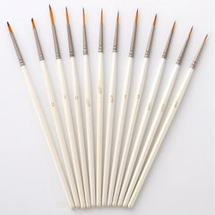 12 Pcs Hook Line Pen Set Nylon Hair Detail Paint Brush Set