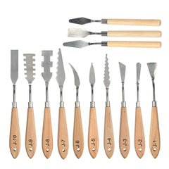 13Pcs/Set Wooden Handle Painting Pallet Knife Set Stainless Steel Palette Knife