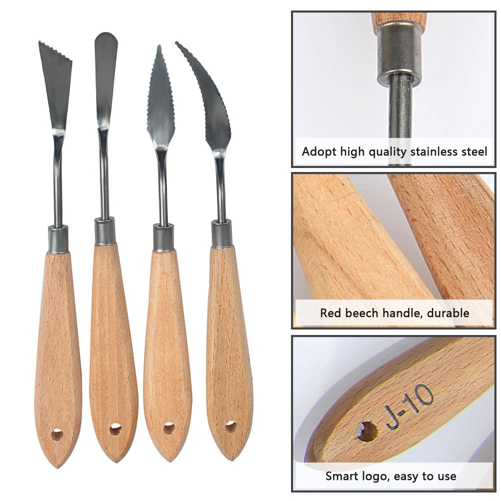 13Pcs/Set Wooden Handle Painting Pallet Knife Set Stainless Steel Palette Knife