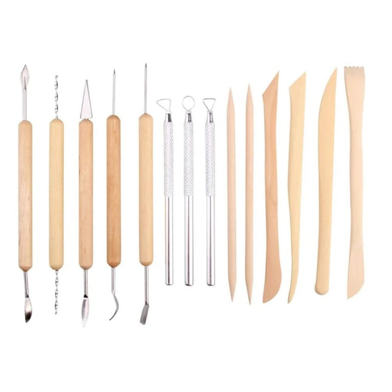14pcs Clay Modeling Tool With Canvas DIY Creative Tools