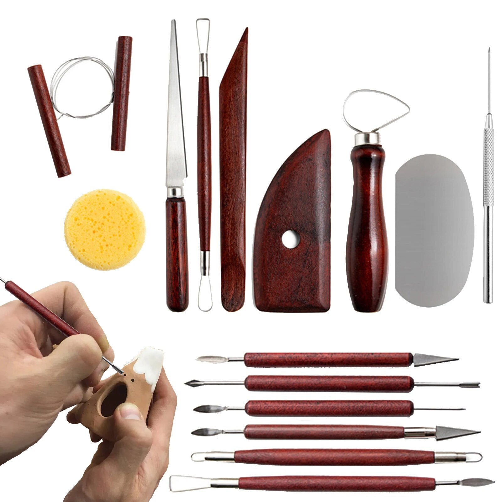 15Pcs Polymer Clay Tools Ceramic Pottery Tools Sculpting Kit Wax Tools