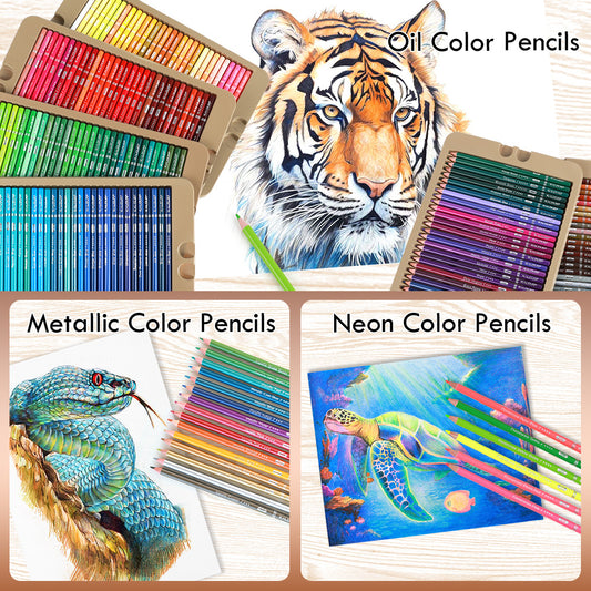 180pcs Set  Professional Colored Pencil Set in Tin Box  With 180 Multi Vivid Colors Oily Lead Wood Pencil Set