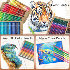 180pcs Set  Professional Colored Pencil Set in Tin Box  With 180 Multi Vivid Colors Oily Lead Wood Pencil Set