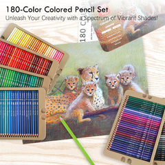 180pcs Set  Professional Colored Pencil Set in Tin Box  With 180 Multi Vivid Colors Oily Lead Wood Pencil Set