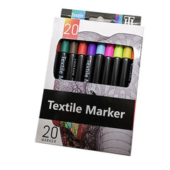 20 Colors Fabric Markers Pens Set Non Toxic Indelible Fine Point Textile Marker Pen Set