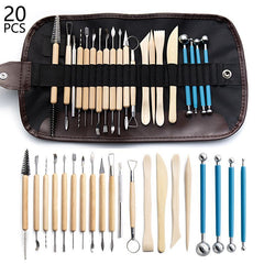 20pcs Ceramic Clay Tools Wooden Pottery Tools