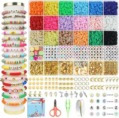 23200 Pcs Clay Beads Bracelet Making Kit 144 Colors 7 Boxes Flat Polymer Beads Set With Pendant Charms Crafts Gifts