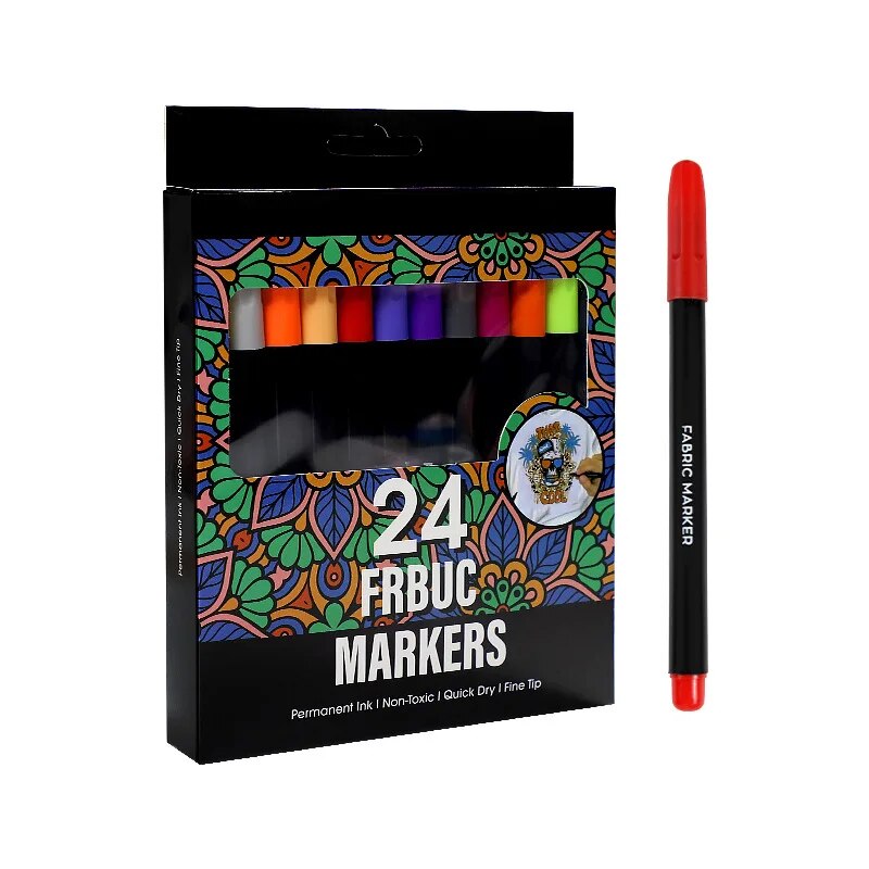 24 Colors Waterproof Colorfast Fabric Textile Marker Pen
