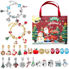 24 Days Countdown Calendar DIY Bracelets Set Christmas Advent Gift Paper Box Set