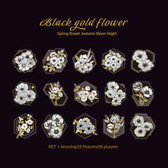 White Black Golden Outline Flowers DIY Waterproof Households Decorative Stickers