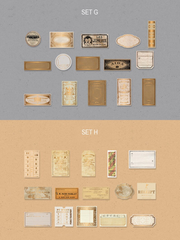 30 Retro Textured Paper Label Stickers with Gold Foil