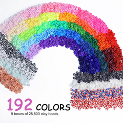 32000 Pcs Clay Beads Bracelet Making Kit 192 Colors 9 Boxes Flat Polymer Beads Set With Pendant Charms Crafts Gifts