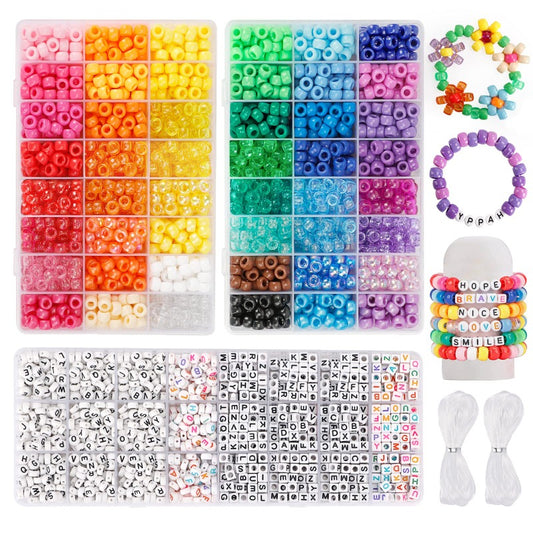 3960pcs Pony Beads Set Friendship Bracelet Making Kit 48 Colors Kandi Beads Set