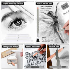 39 pcs Graphite Sketch Pencil Set Sketching and Drawing Pencil Set in Paper Box