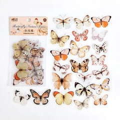 40 Pcs Vintage Butterfly Stickers Set Scrapbook Decoration For Album Journals Planner