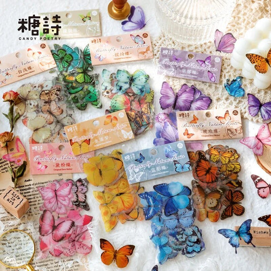 40 Pcs Vintage Butterfly Stickers Set Scrapbook Decoration For Album Journals Planner