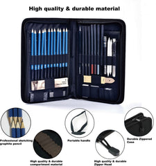 40pcs Sketch Pencils Set Artist Wood Plastic and Assorted Material Sketching Painting Pencil