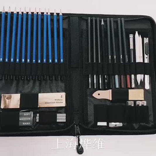 40pcs Sketch Pencils Set Artist Wood Plastic and Assorted Material Sketching Painting Pencil