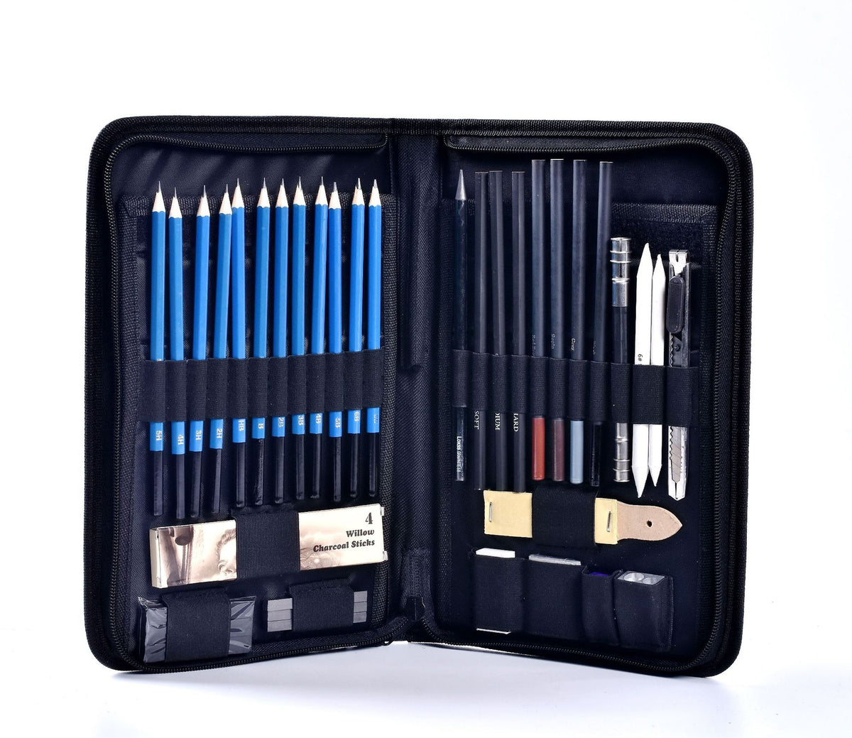40pcs Sketch Pencils Set Artist Wood Plastic and Assorted Material Sketching Painting Pencil