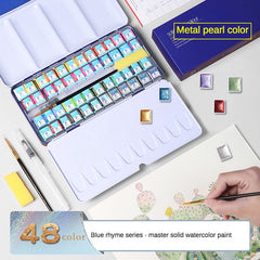 24/36/48 Portable Solid Watercolor Paint Set With Metal Case