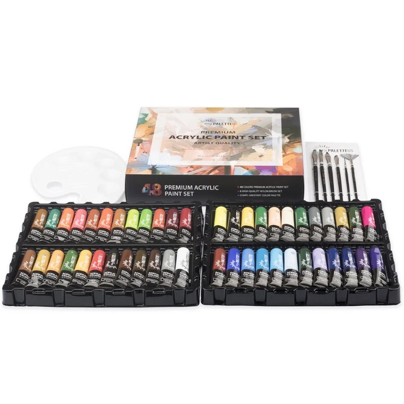 48 Colors 22ml Acrylic Paint Set With Brush