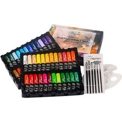 Acrylic Pigment Set 48 Tubes 22ml with Extra Air Brushes