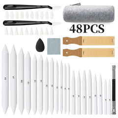 48 Pcs Professional Sketching Set Sketch Drawing Tools With Blending Stumps &amp; Kneaded Eraser