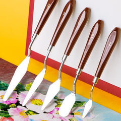 5pcs Set Oil Painting Stick Scraper Set Paint Flat Head Sharp Knife Set