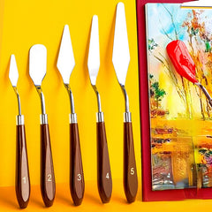 5pcs Set Oil Painting Stick Scraper Set Paint Flat Head Sharp Knife Set