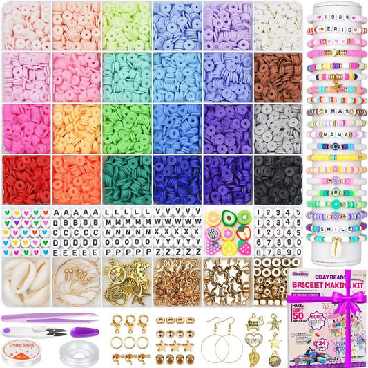 Clay Beads Bracelet Making Kit 6000 pcs With Charms for Jewelry Making